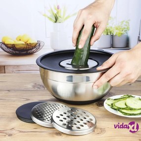 HI Insalatiera con Coperco e 3 Grattugie Acciaio Inox