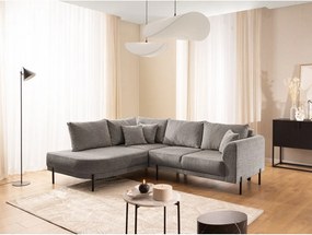 Divano angolare grigio tortora (con penisola a sinistra/a L) con rivestimento in ciniglia Mauris – Ropez