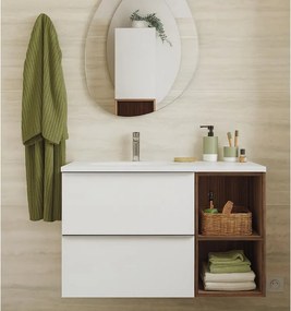 Mobile da bagno sospeso sotto lavabo L 80 x H 55 x P 45 cm bianco laminato opaco, 2 cassetti SENSEA Vague