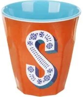 Bicchiere melammina arancione lettera S 280 ml Maiolika