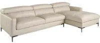 Divano chaise longue destro 283 x 173 x 92 cm in pelle colore sabbia