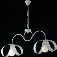 Lampadario moderno a sospensione in ferro Bianco due luci 82x h35 cm