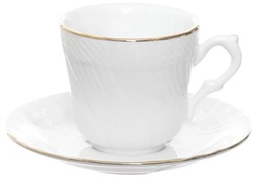 Tazza tè con piattino bianca filo oro