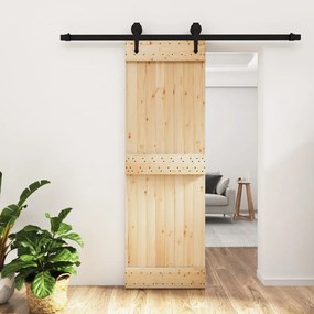 Porta Scorrevole Con Set Hardware 70x210 Cm Legno Massello Pino /