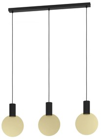 Lampadario A Sospensione Minimal Sarona Acciaio Nero Oro 3 Luci Gu10 4,5W