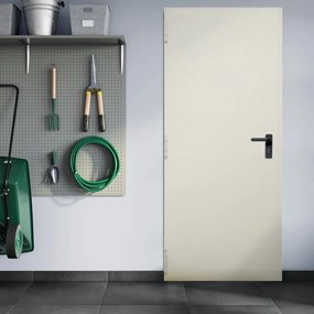 Porta tagliafuoco a battente EI2 60 in acciaio zincato verniciato colore avorio, L 120 x H 205 cm, apertura reversibile