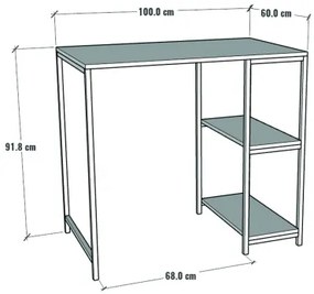 Mobile Coprilavatrice Stile Industrial 100x60x90 Con Ripiani Laterali Ida Bianco