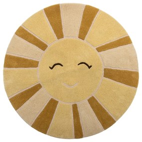 Tappeto per bambini beige e color ambra in lana ø110 cm Sun – Bloomingville Mini