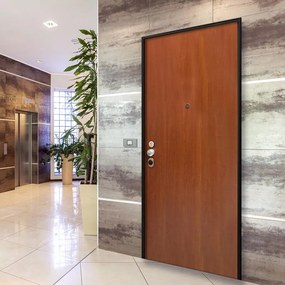 Porta blindata MASTER Halt L 90 x H 200 cm in melaminico noce/bianco, apertura spingere a destra, falso telaio incluso