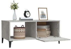 Tavolino da salotto grigio cemento 90x50x40cm legno multistrato