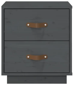 Comodino grigio 40x34x45 cm in legno massello di pino
