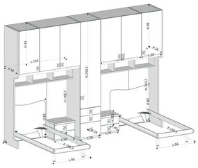 Cameretta a ponte doppia Mac linea Colorfull finitura Bianco e Salvia