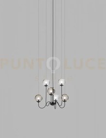 Puppet sospensione 6p multicolore 3 nero opaco 6 luci attacco g9