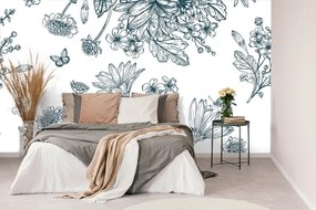 Carta da parati autoadesiva – Bouquet disegnato di fiori