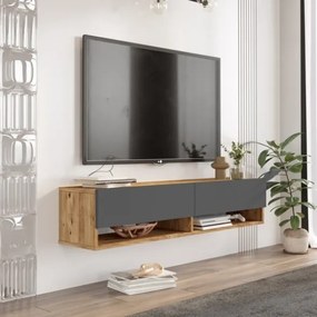 Mobile Tv Sospeso 140x32x30 Effetto Legno Rovere E Antracite Evolution