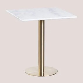 Tavolo Bar Quadrato In Marmo Cosmopolitan Bianco & ↔︎ 60 Cm & Oro Champagne - Sklum