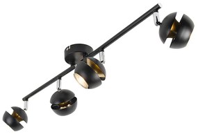 Faretto moderno a 4 luci nero con interno dorato - Buell Deluxe