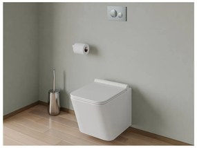 Pacchetto WC sospeso Bianco con Telaio e Piastra di attivazione cromata tonda - CLEMONA