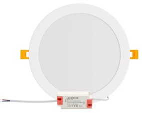 Pannello LED Rotondo 20W, 2.000lm, no Flickering, Foro Ø203-210mm Colore Bianco Caldo 3.000K