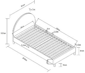Letto singolo imbottito verde con griglia 90x200 cm MOON - Vipack