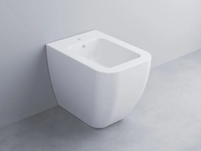 Cielo Shui Comfort bidet filo muro a pavimento monoforo in ceramica bianco lucido