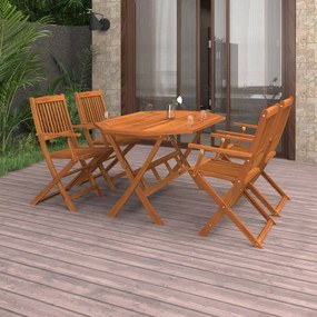 Set Da Pranzo Da Giardino 5 Pz İn Legno Massello Di Acacia /