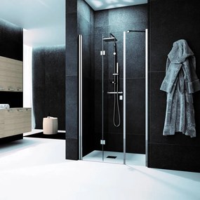 Porta doccia pieghevole Glam L 120 x H 201.7cm, Sp. 6 mm in vetro vetro senza finitura / trasparente profilo argento