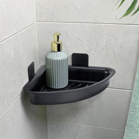 Mensola da bagno senza foratura nera in plastica Parma – Allstar