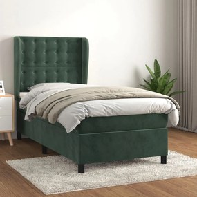 Giroletto A Molle Con Materasso Verde Scuro 100x200 Cm Velluto /