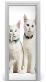 Adesivo per porta Due gatti bianchi 75x205 cm