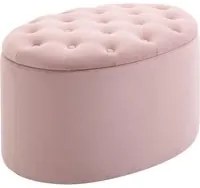 EASYCOMFORT Pouf Contenitore Ovale Imbottito e Trapuntato in Velluto, 71x52x42cm, Rosa