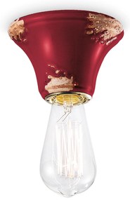 Plafoniera Vintage Tonda Media Ceramica Bordeaux 1 Luce E14