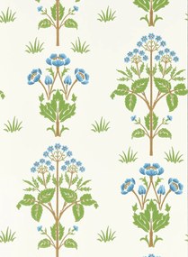 Morris & Co Carta da parati Meadow Sweet - Cobalt/ Grass Green