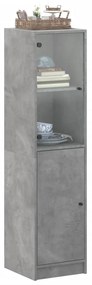 Credenza con Anta in Vetro Grigio Cemento 35x37x142 cm