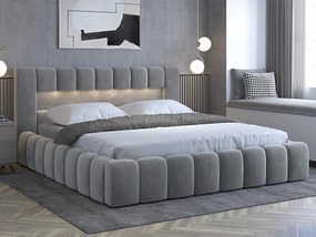 Letto matrimoniale con box contenitore Santander - 180 x 200 cm , Tessuto grigio