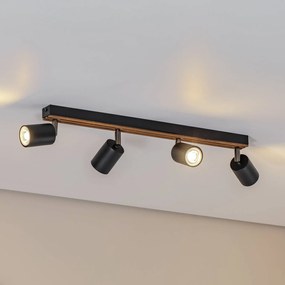 Envostar Tino Faretto da soffitto a 4 luci nero/legno