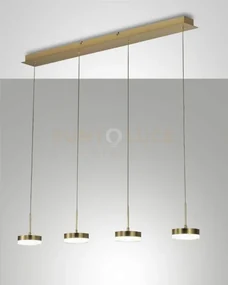 Dunk sospensione 4 luci ottone satinato a led 3000k - 32w - 3020 lm...