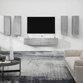 Set Di Mobili Porta Tv 6 Pz Grigio Sonoma İn Legno Multistrato /