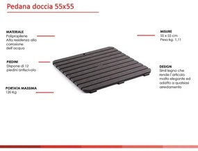 Pedana antiscivolo per doccia 55x55 cm in polipropilene con finitura marrone