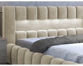 Letto matrimoniale imbottito beige con contenitore e rete inclusi 180x200 cm Lamica – ELTAP