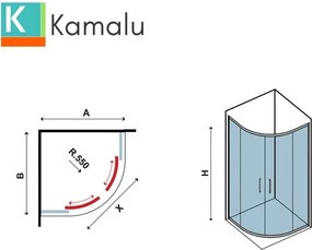 Box doccia circolare 90x90 vetro 8mm anticalcare KE2000 - KAMALU
