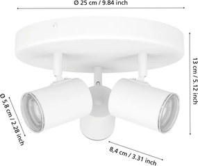 Eglo 901962 - Faretto da bagno CONSUMA 3xGU10/5W/230V IP44 bianco