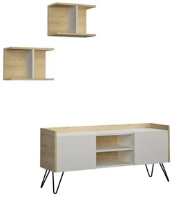 Mobile Porta TV 120 Cm Con Ante E Mensole Klappe Bianco E Rovere