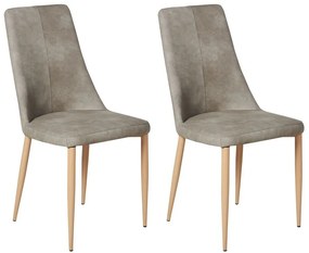 Set di 2 sedie da pranzo pelle sintetica grigio e legno chiaro CLAYTON Beliani
