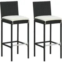 Sgabelli da Bar con Cuscini 2 pz Neri in Polyrattan 316668