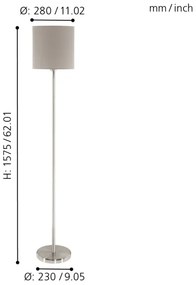 Eglo 95167 - Lampada da terra PASTERI 1xE27/60W/230V