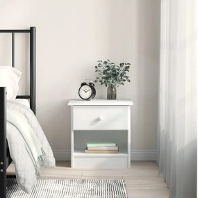 Comodino Alta Bianco 41x35x41 Cm İn Legno Massello Di Pino /