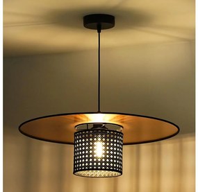 Duolla - Lampadario a sospensione con filo TOKYO RATTAN 1xE27/15W/230V diametro 50 cm oro/nero