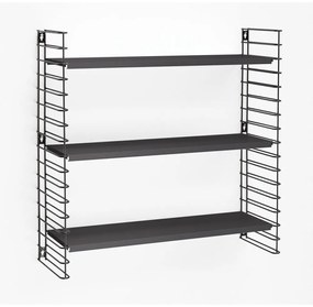 Scaffale a 3 piani con ripiani neri, larghezza 70 cm Libro - Metaltex