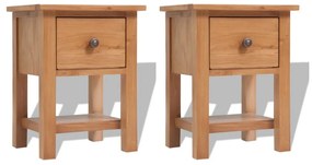 Comodini 2 Pz 36x30x47 Cm İn Legno Massello Di Rovere /